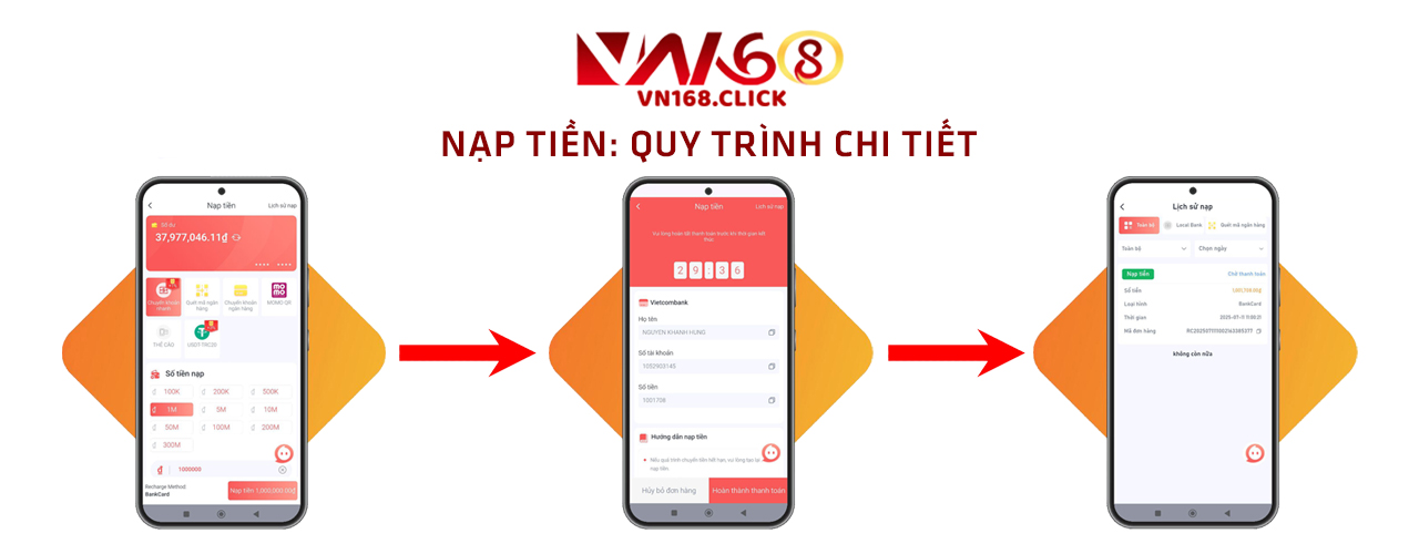 Tổng quan về rút – nạp tiền vn168 quy trình chi tiết
