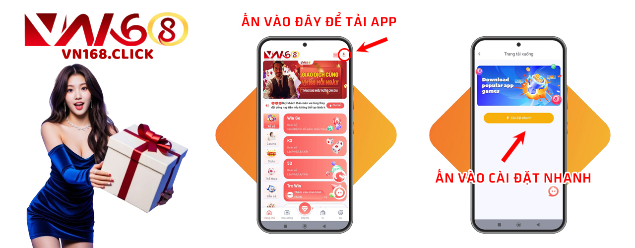 Tải app vn168 trên iOS và Tải app vn168 trên Android